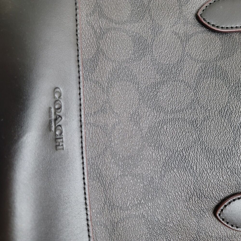 Coach Signature Embossed Coated Leather Briefcase Portfolio Laptop Bag Black - Picture 8 of 10